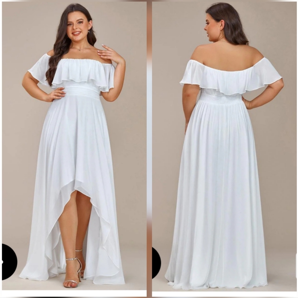 Ever Pretty Off Shoulder Ruffle Chiffon High Low Dress Sz 20